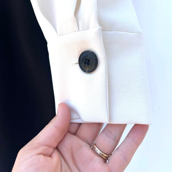 BA&SH Clelia Dress Ecru White Black Tuxedo Cocktail Mini Long Sleeve 8 Medium - Picture 11 of 13